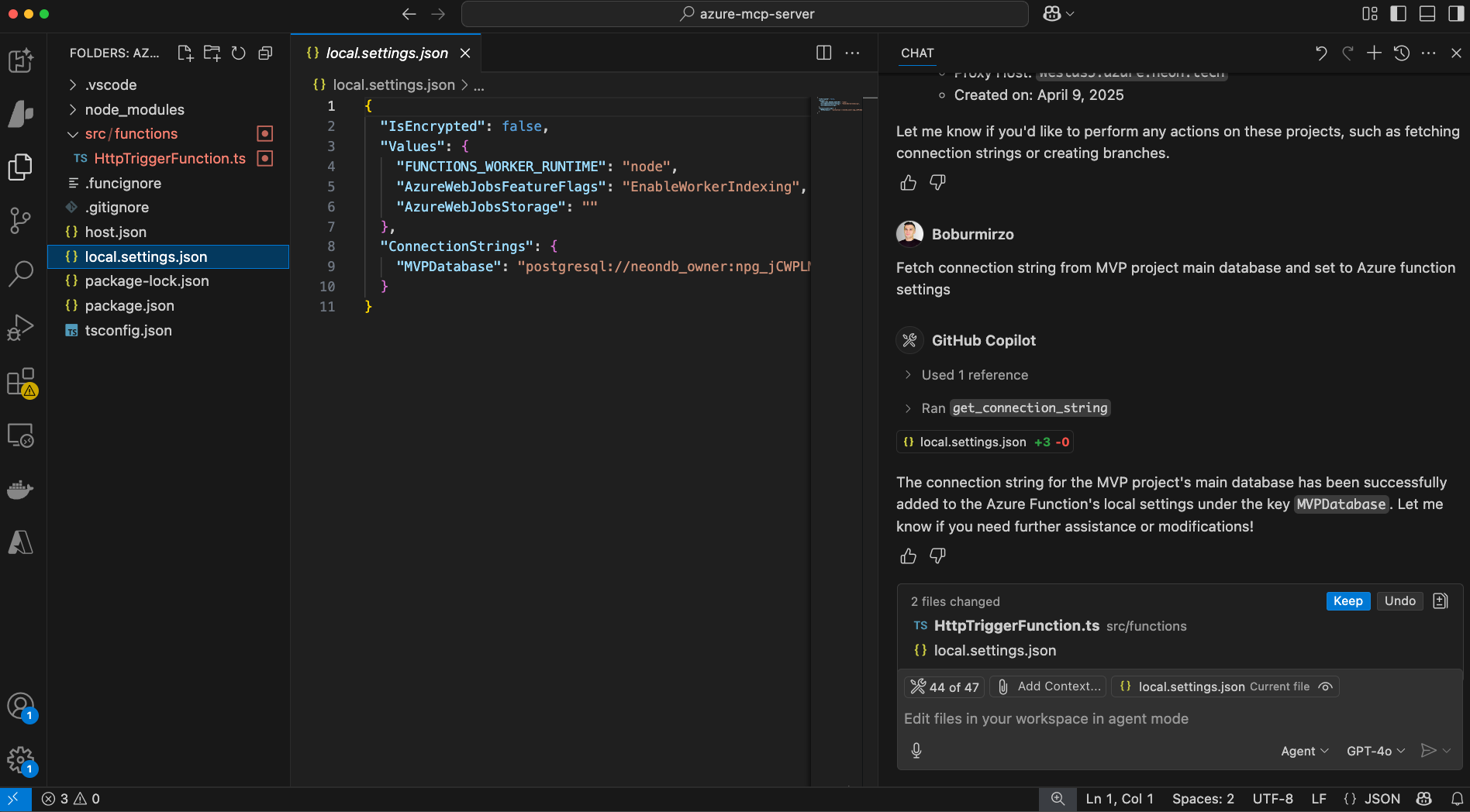 Fetch data from Neon in GitHub Copilot