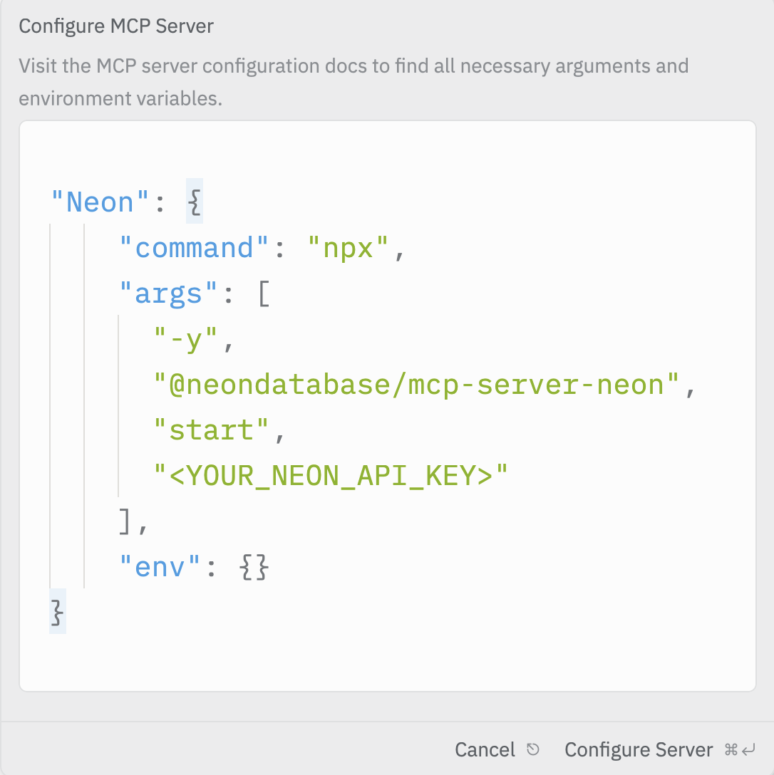 Zed add Neon Local MCP server
